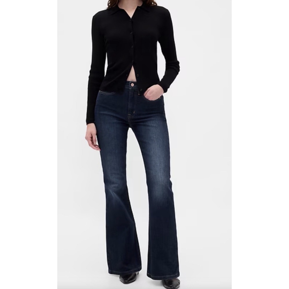 GAP Womens High Rise Flare Denim Jeans Dark Wash 27/4P Boho